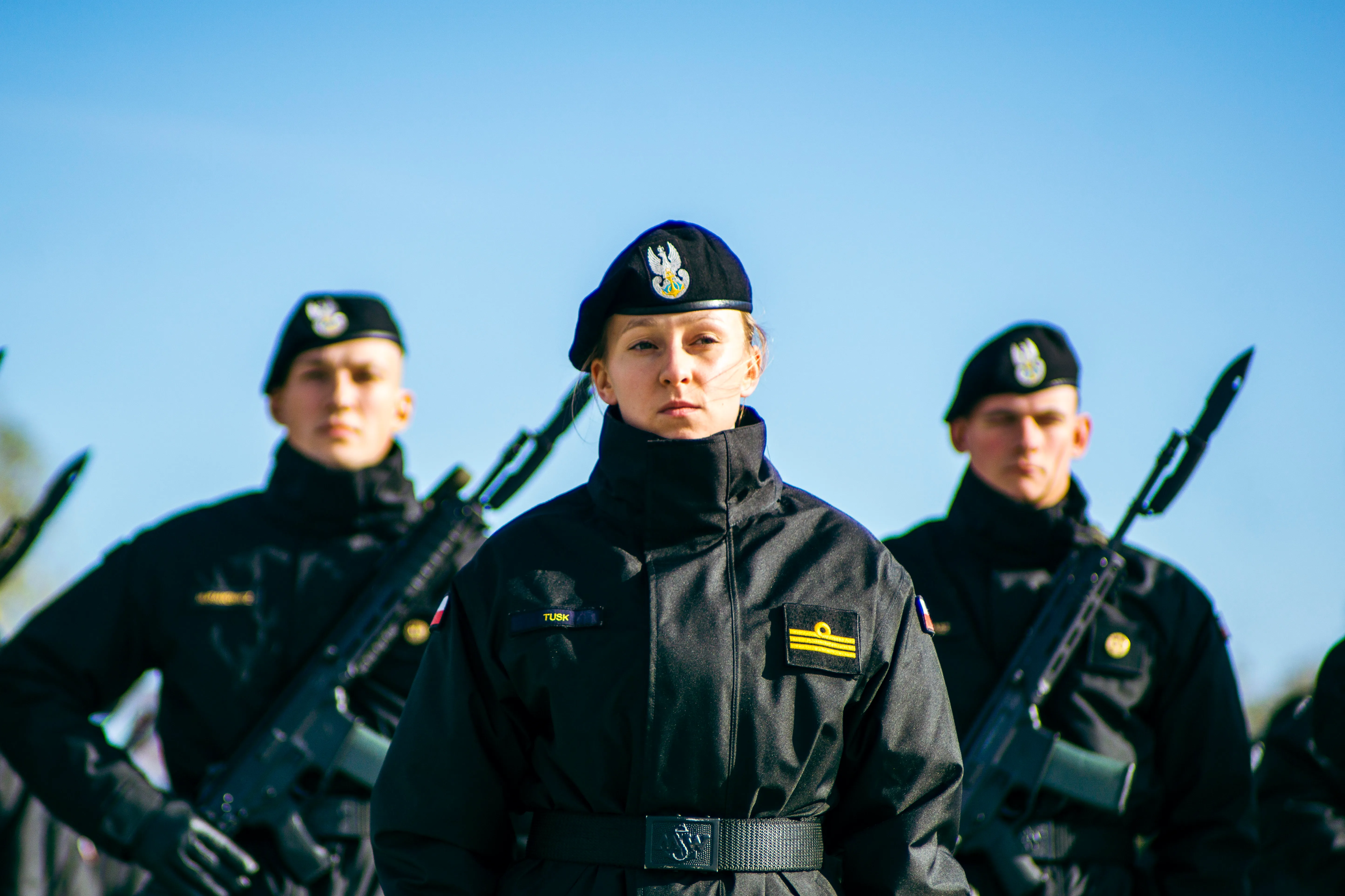 Soldiers marching in Warsaw